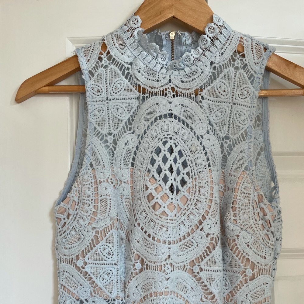 Crochet like blue dress